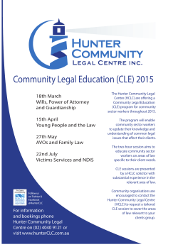 CLE poster 2015 to July - Hunter Community Legal Centre