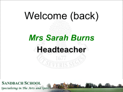 Welcome (back) - Sandbach School