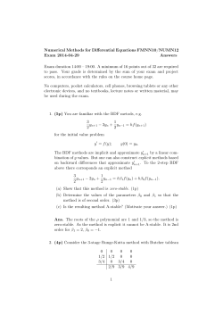 Numerical Methods for Differential Equations FMNN10/NUMN12