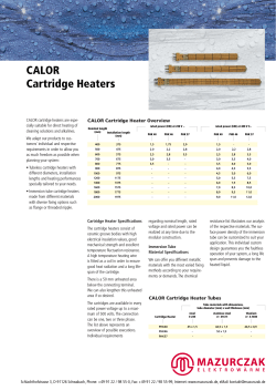 Calor Cartridge Data Sheet