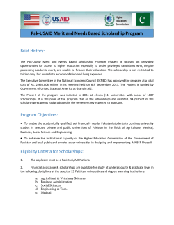 Pak-USAID Merit and Needs Based Scholarship Program