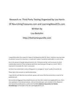 Research re: Third Party Testing Organized by Lea Harris Of