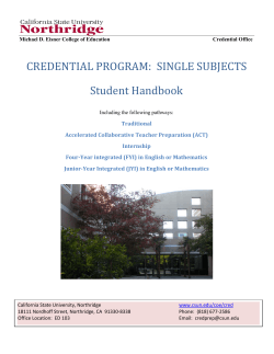 Single Subject Credential - California State University, Northridge