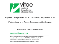 Imperial College MRC DTP Colloquium, September 2014