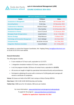 cIM Course Schedule 2014-2015 - École des Ponts Business School