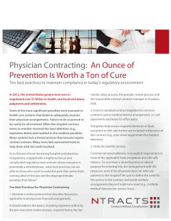 Physician Contracting: An Ounce of Prevention Is Worth a