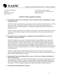 2015 Legislative Agenda. - NASW-CT