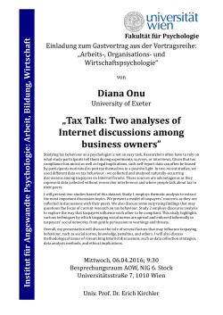 Diana Onu „Tax Talk: Two analyses of Internet discussions among