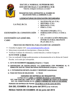 Proceso de Admisi&oacute;n - Escuela Normal Superior de BCS