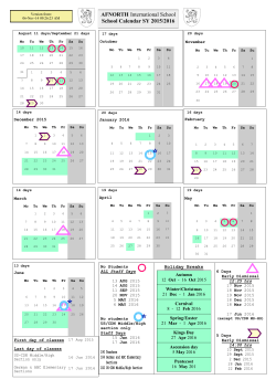AFNORTH International School School Calendar SY 2015