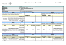 Matriz de Indicadores para Resultados 2015 Secretaría de Turismo
