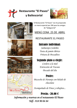 men&uacute; especial - Bailescorial