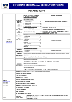 INFORMACI&Oacute;N SEMANAL DE CONVOCATORIAS