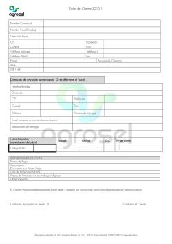 Ficha de Cliente 2015 Agroqu&iacute;micos Sevilla, SL Ctra