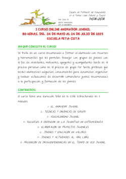 INFORMACI&Oacute;N CURSO ANIMADOR JUVENIL PETA