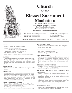 April 19th, 2015 - The Church of the Blessed Sacrament