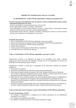 INFORMACI&Oacute;N PARA EL USUARIO CLARITROMICINA ALMUS