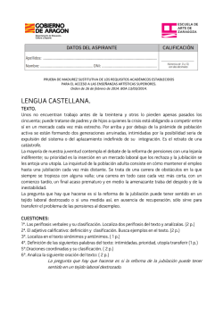 Pruebas del curso 2014-15. - Escuela de Arte de Zaragoza