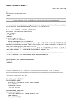 EMPRESA AZUCARERA EL INGENIO S.A. Martes, 14 de Abril de