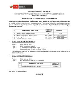 proceso cas n&ordm; 015-2015-minam convocatoria para la contrataci&oacute;n
