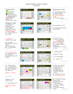 School Calendar : 2015-2016 - Legacy Preparatory Charter Academy