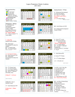 School Calendar : 2015-2016 - Legacy Preparatory Charter Academy