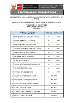 Publicaci&oacute;n de Curriculum Vitae Convocatoria CAS N&deg; 055
