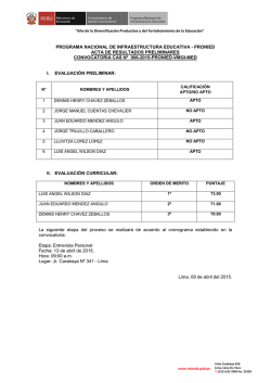pronied acta de resultados preliminares convocatoria cas n&ordm; 006