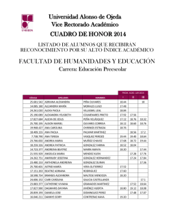 Educaci&oacute;n Preescolar - Universidad Alonso de Ojeda