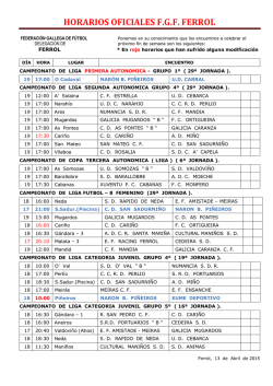 HORARIOS OFICIALES F.G.F. FERROL