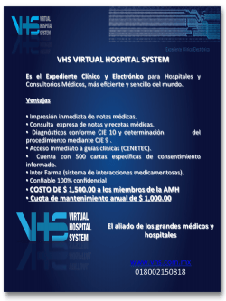 VHS VIRTUAL HOSPITAL SYSTEM www.vhs.com.mx 018002150818