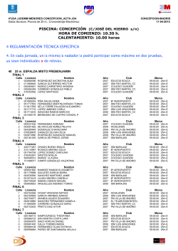HORA DE COMIENZO: 10.30 h. CALENTAMIENTO: 10.00 horas 4