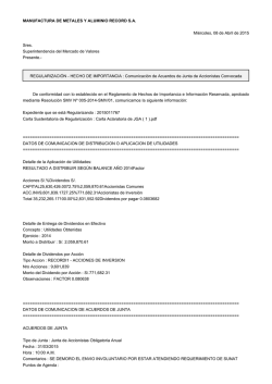 MANUFACTURA DE METALES Y ALUMINIO RECORD S.A.