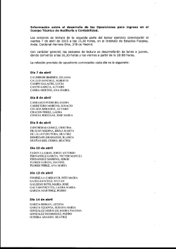 Informaci&oacute;n sobre las sesiones de lectura de la segunda parte del