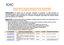 IDIC, Lista de plazas vacantes para prácticas preprofesionales
