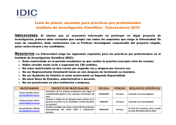 IDIC, Lista de plazas vacantes para pr&aacute;cticas preprofesionales
