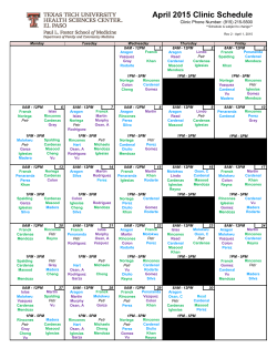 April 2015 Clinic Schedule