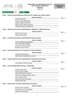 Directorio de Ministros de Culto por Entidad Federativa