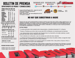 Boletín de Prensa #21 vs Panteras RR 31-03-2015