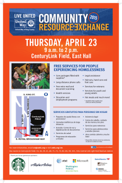 THURSDAY, APRIL 23 9 am to 2 pm CenturyLink Field, East Hall 2015