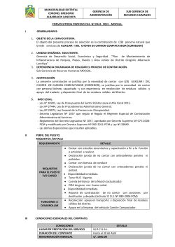 CONVOCATORIA PROCESO CAS. Nº 0161- 2015