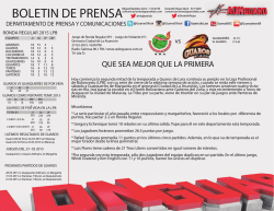 Boletín de Prensa #19 vs Guaiqueríes RR 27-03-2015