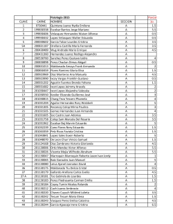 Fisiología 2015 Parcial CLAVE CARNE NOMBRE SECCION 1o. 1