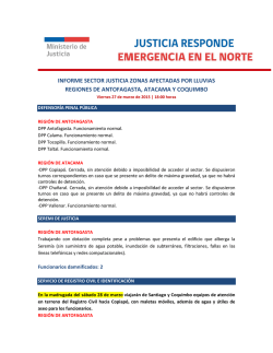 informe sector justicia zonas afectadas por lluvias regiones de