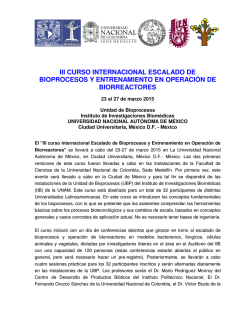 III CURSO INTERNACIONAL ESCALADO DE BIOPROCESOS Y