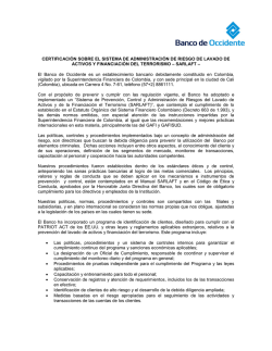 Certificación SARLAFT