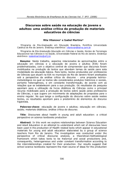 Discursos sobre sa&uacute;de na educa&ccedil;&atilde;o de jovens e adultos