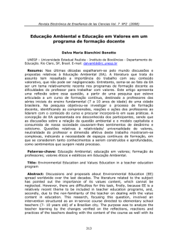 Educa&ccedil;&atilde;o Ambiental e Educa&ccedil;&atilde;o em Valores em um programa de
