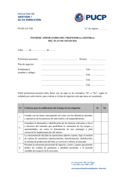 Informe aprobatorio de Plan de negocio
