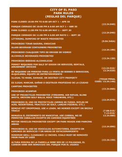 CITY OF EL PASO PARK RULES (REGLAS DEL PARQUE)
